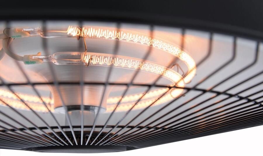 Sunred – Retro Bright lijn – Zwart – Hangend model Terrasverwarmer – Halogeen techniek – 2100W – ECO – 3 Standen – Afstand bestuurbaar – Elektrische heater – Heater – Retro design – Soft touch – Inclusief ketting
