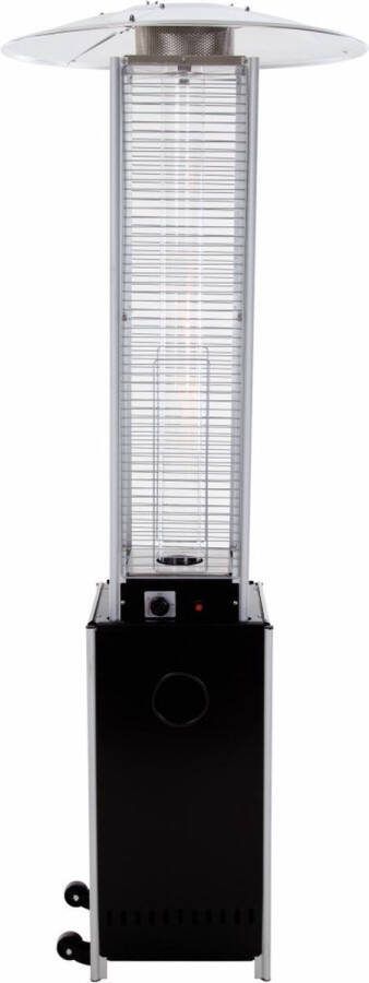 Sunred – Gas flame torch Gas lijn Zwart Staand model Terrasverwarmer Gas 12000 W – Verschillende standen Elektrische ontsteking Gas heater Compleet: incl. gasdrukregelaar & slang