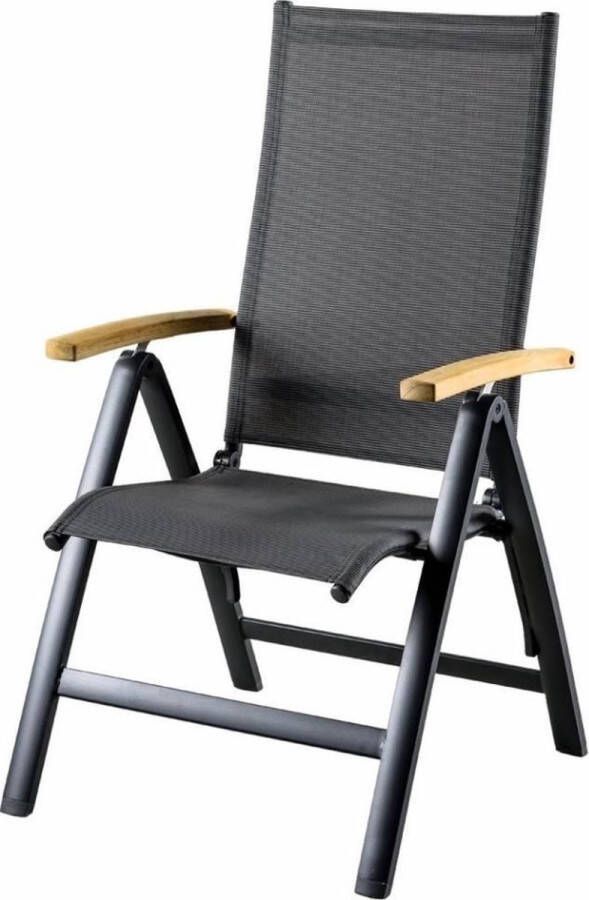 Suns Lucca standenstoel verstelbaar aluminium antraciet met armleuning teak