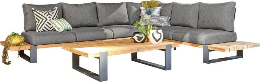 Suns Nardo hoek loungeset 3 delig groot light anthracite mixed weave matt royal grey