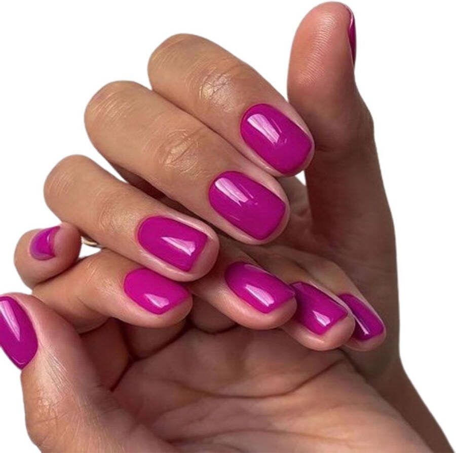 Sunshine Trading Nepnagels met Lijm Nepnagels Paars Kort Square Press on Nails Zelfklevend Plaknagels Paars Kunstnagels Plak Nagels Inclusief Nagellijm