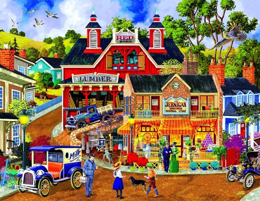 Sunsout XL Legpuzzel Gezellig dorps centrum 1000 XL puzzelstukjes- ouderen- slechtziende