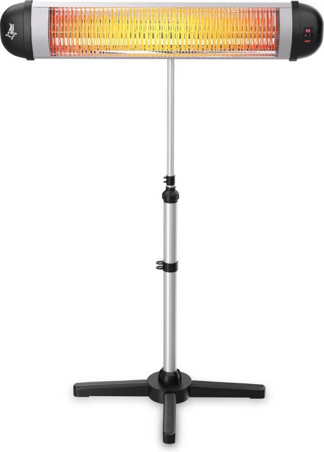 Suntec Wellness SUNTEC Heat Ray Carbon 3000 Outdoor Warmtestraler Infraroodstraler 3000 Watt Incl. afstandsbediening Terrasverwarmer Buiten elektrisch verwarmen Met statiefvoet voor balkon en terras