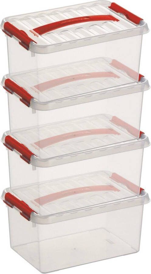 Sunware 12x Q-Line opberg boxen opbergdozen 6 liter 30 x 20 x 14 cm kunststof Opslagbox Opbergbak kunststof transparant blauw