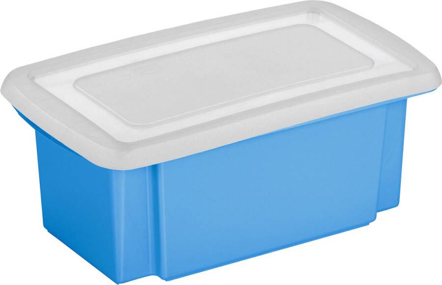 Sunware 1x stuks opslagbox kunststof 7 liter blauw 38 x 21 x 14 cm met afsluitbare deksel