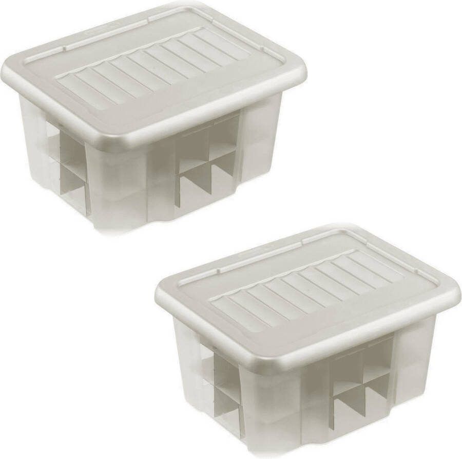 Sunware 2x Kerstballen opruimen opbergboxen 24 liter voor 45 kerstballen per box Kerstversiering kerstdecoratie kerstballen opruimen opbergen