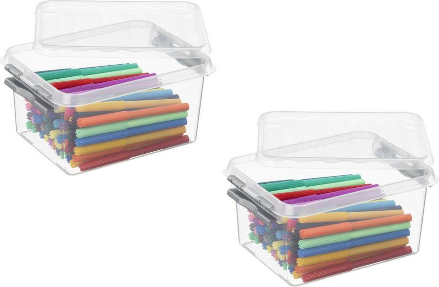 Merkloos Sans marque 2x stuks sunware Q-Line opbergboxen opbergdozen 2 liter 20 x 15 x 10 cm kunststof Praktische opslagboxen