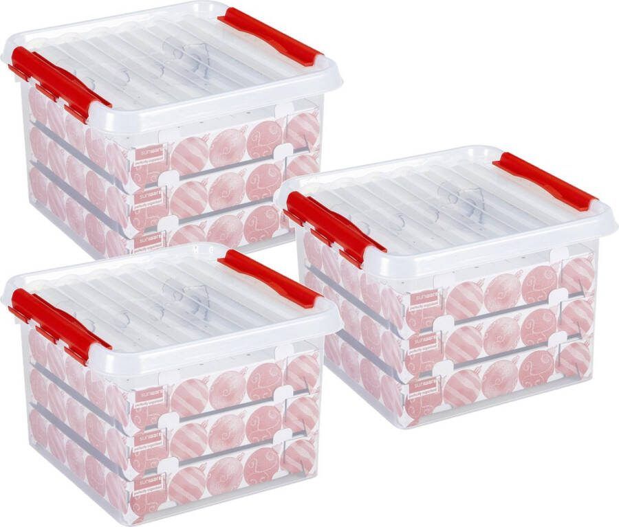 Sunware 3x Kerstballen opruimen opbergboxen 26 liter voor in totaal 225 kerstballen Kerstversiering kerstdecoratie opruimen opbergen