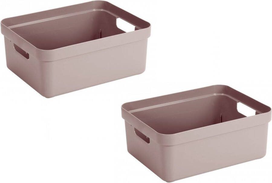 Merkloos Sans marque 3x stuks roze opbergboxen opbergdozen opbergmanden kunststof 24 liter opbergen manden dozen bakken opbergers