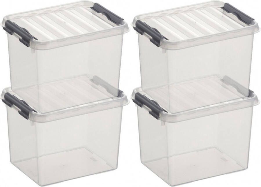 Merkloos Sans marque 12x Sunware Q-Line opberg boxen opbergdozen 3 liter 20 cm kunststof Opslagbox Opbergbak kunststof transparant zilver
