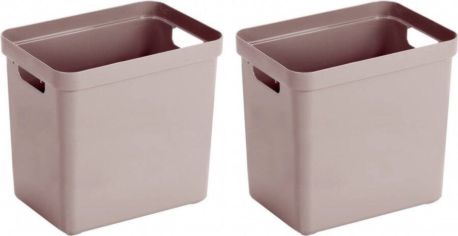 Merkloos Sans marque 4x Roze opbergboxen opbergdozen opbergmanden kunststof 25 liter opbergen manden dozen bakken opbergers