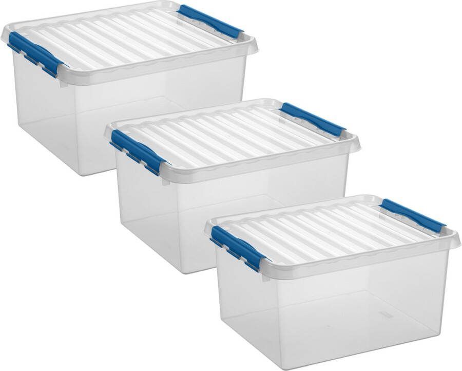 White box 4x stuks opberg box opbergdoos 36 liter 50 x 40 x 26 cm Opslagbox Opbergbak kunststof transparant blauw