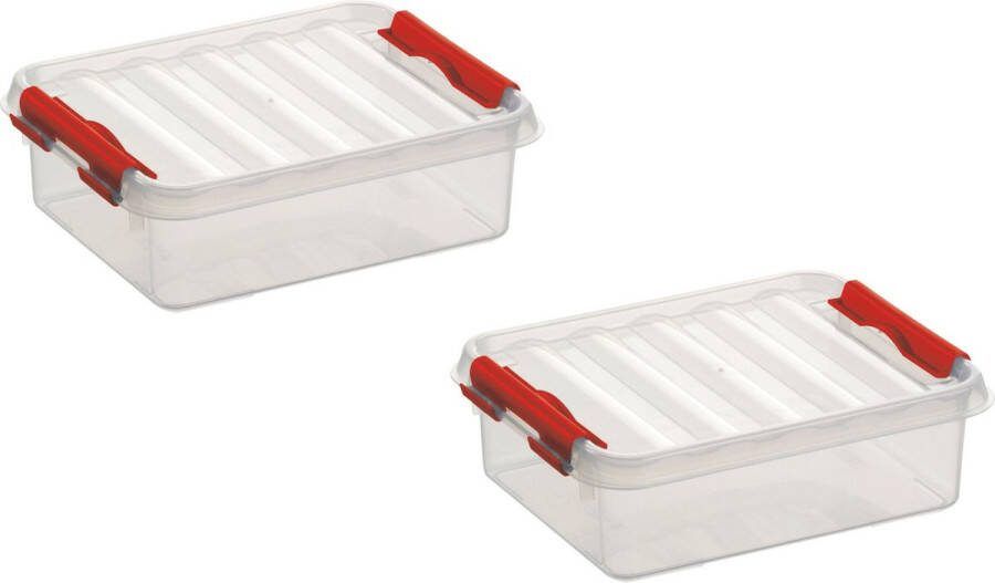 Merkloos Sans marque 4x stuks sunware Q-Line opbergboxen opbergdozen 1 liter 20 x 15 x 6 cm kunststof Platte opslagboxen