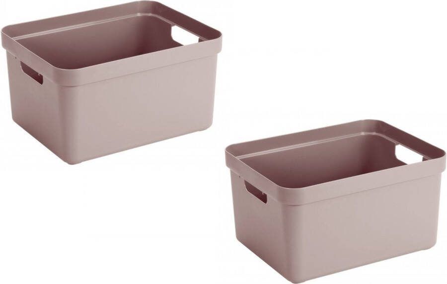 Merkloos Sans marque 4x stuks roze opbergboxen opbergdozen opbergmanden kunststof 32 liter opbergen manden dozen bakken opbergers