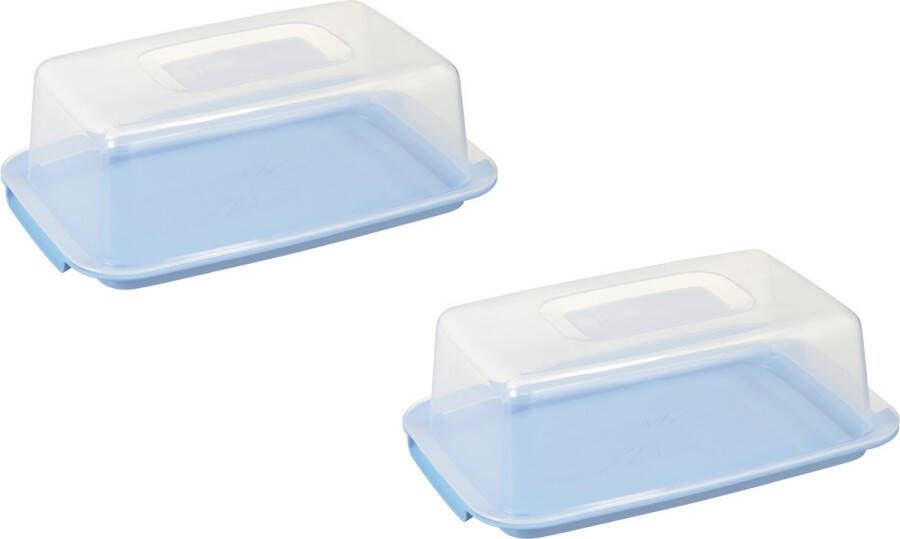 Merkloos Sans marque 4x stuks vershouddozen voedsel bewaardozen transparant blauw 3 75 liter Cakedozen vershouddozen voedsel bewaardozen