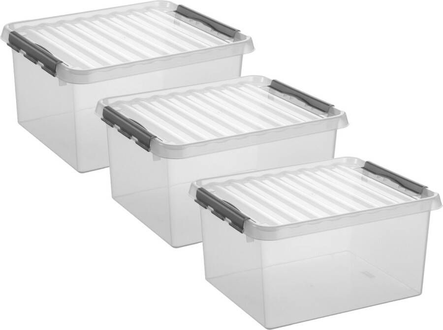 White box 5x stuks opberg box opbergdoos 36 liter 50 x 40 x 26 cm Opslagbox Opbergbak kunststof transparant grijs