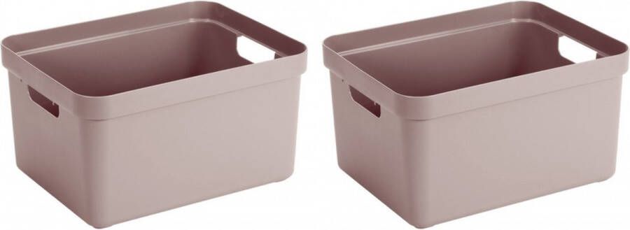 Merkloos Sans marque 6x Roze opbergboxen opbergdozen opbergmanden kunststof 13 liter opbergen manden dozen bakken opbergers