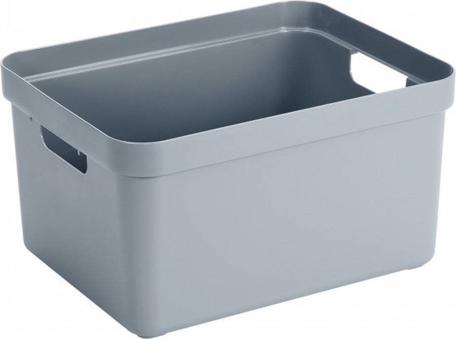 Merkloos Sans marque 6x stuks blauw grijze opbergboxen opbergdozen opbergmanden kunststof 32 liter opbergen manden dozen bakken opbergers