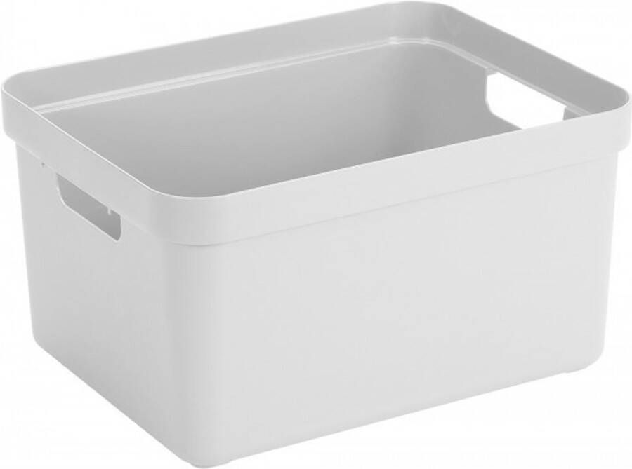 Merkloos Sans marque 6x stuks witte opbergboxen opbergdozen opbergmanden kunststof 32 liter opbergen manden dozen bakken opbergers