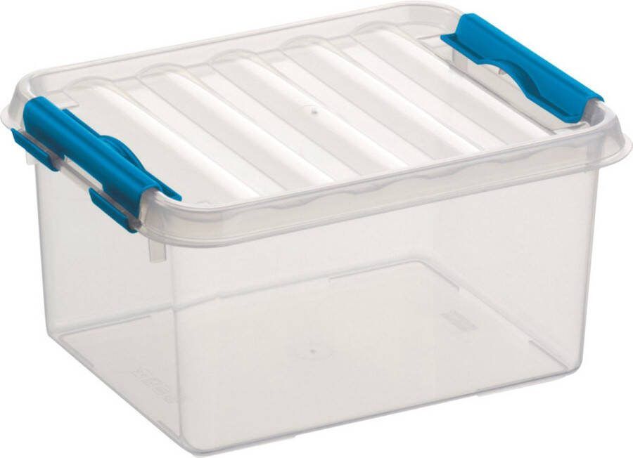 Merkloos Sans marque 8x stuks sunware Q-Line opberg boxen opbergdozen 2 liter 20 x 15 x 10 cm kunststof Bakken kunststof transparant blauw