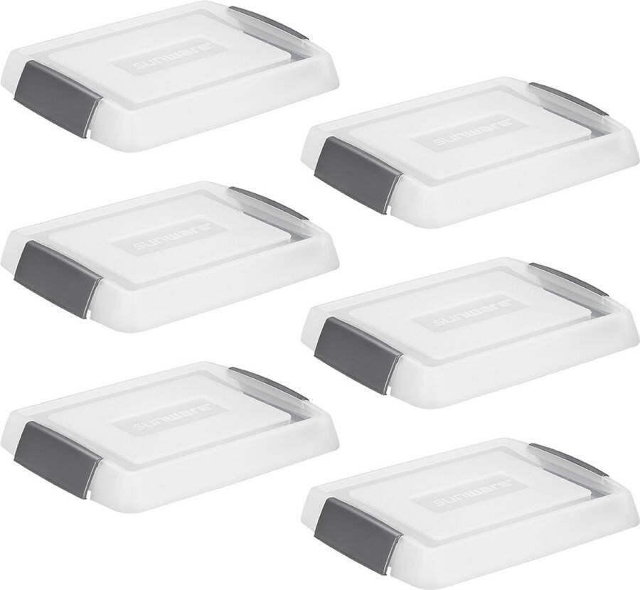 Sunware Nesta verhoogd deksel transparant opbergbox 17L 32L en 45L Set van 6