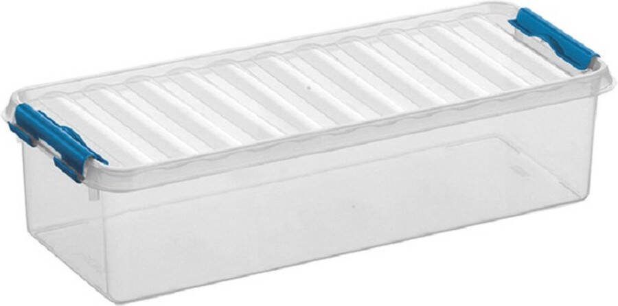 White box Opberg box opbergdoos 3.5 liter 38.5 x 14 x 9.2 cm Opslagbox Opbergbak kunststof transparant blauw