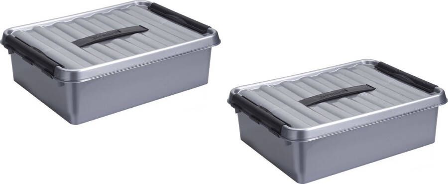 Merkloos Sans marque 5x stuks opberg boxen opbergdozen 10 liter metallic zwart 40 x 30 x 11 cm kunststof Praktische rechthoekige opslagboxen