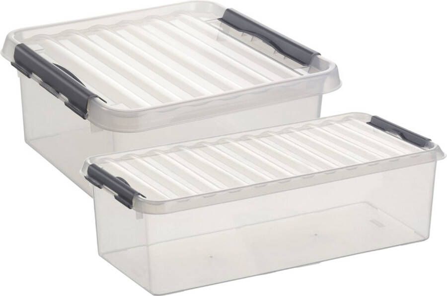 Sunware Opberg boxen set van 4x stuks in 9.5L en 18L kunststof met deksel Opbergbox