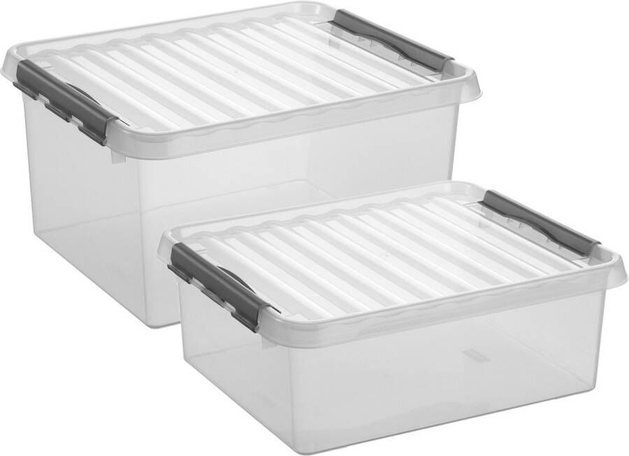 Sunware Opberg boxen set van 6x stuks in 25L en 36L kunststof met deksel Opbergbox