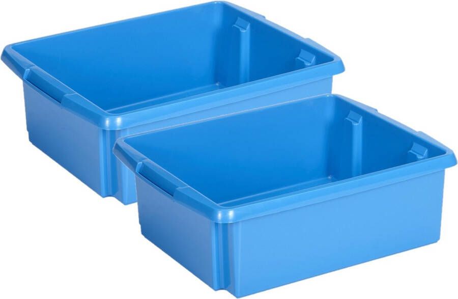 Sunware Opslagbox 2 stuks kunststof 17 liter blauw 45 x 36 x 14 cm Opbergbox
