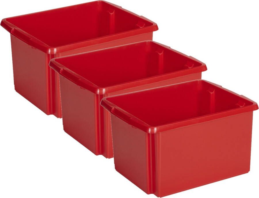 Sunware Opslagbox 3 stuks kunststof 32 liter rood 45 x 36 x 24 cm