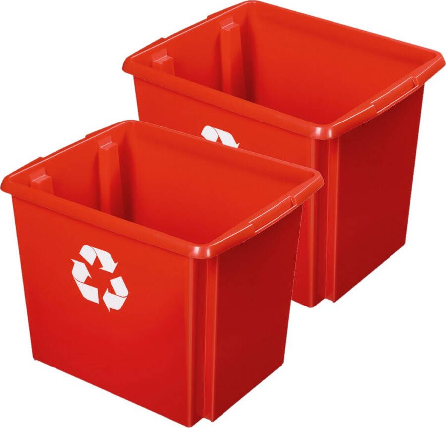 Sunware Opslagbox 2 stuks kunststof 45 liter rood 45 x 36 x 36 cm Opbergbox