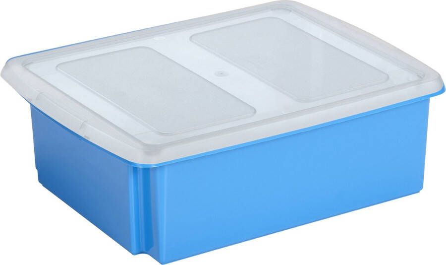 Sunware opslagbox kunststof 17 liter blauw 45 x 36 x 14 cm met deksel Opbergbox