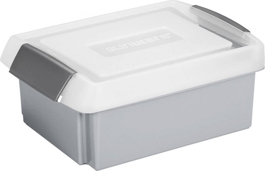 Sunware opslagbox kunststof 17 liter lichtgrijs 45 x 36 x 14 cm met afsluitbare extra hoge deksel