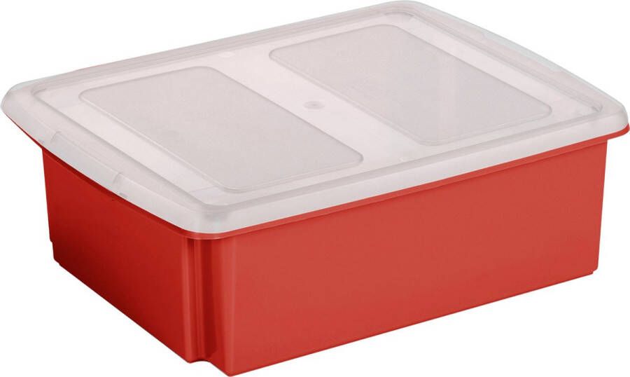 Sunware opslagbox kunststof 17 liter rood 45 x 36 x 14 cm met deksel Opbergbox