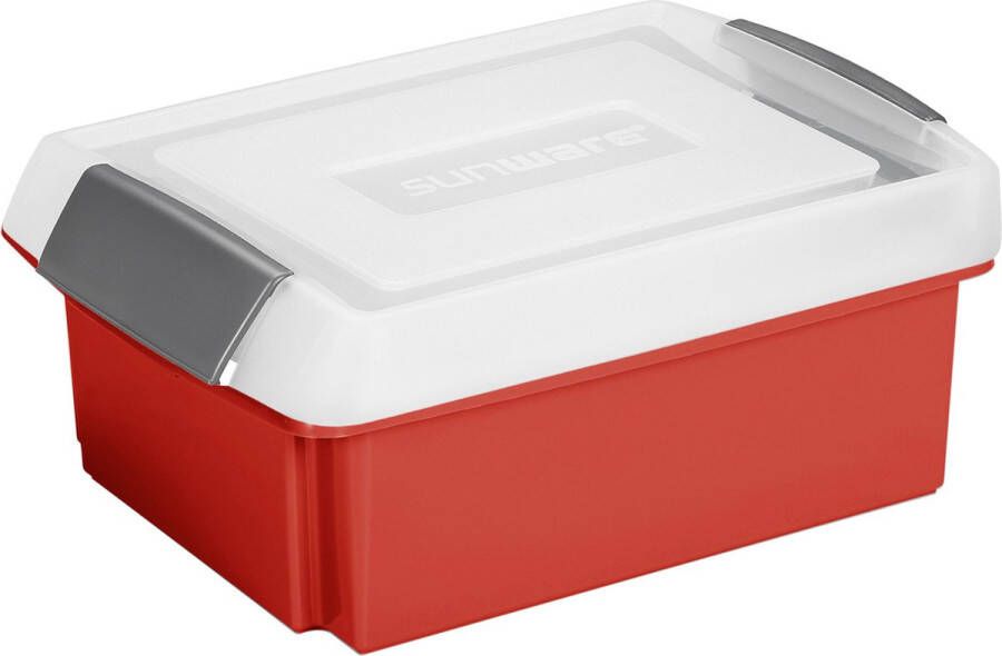 Sunware opslagbox kunststof 17 liter rood 45 x 36 x 14 cm met afsluitbare extra hoge deksel