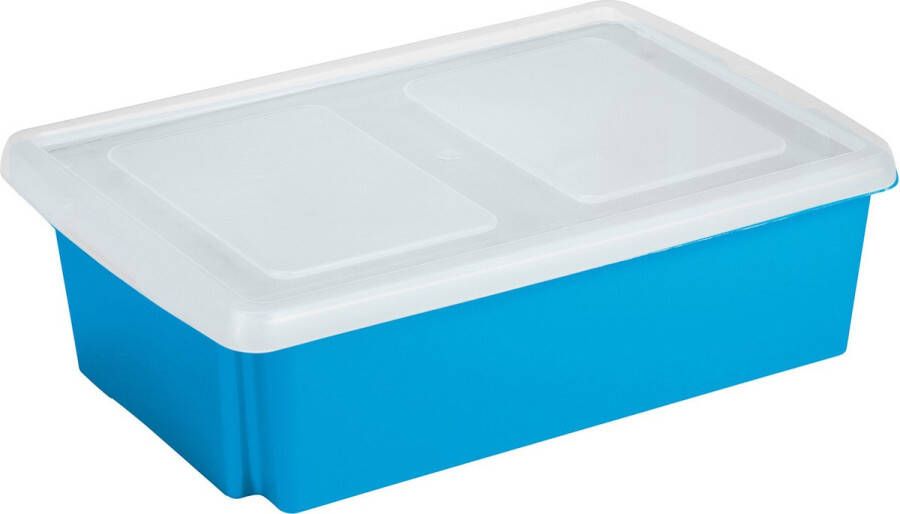Sunware opslagbox kunststof 30 liter blauw 59 x 39 x 17 cm met deksel Opbergbox