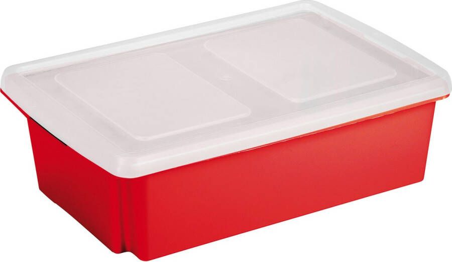 Sunware opslagbox kunststof 30 liter rood 59 x 39 x 17 cm met deksel Opbergbox
