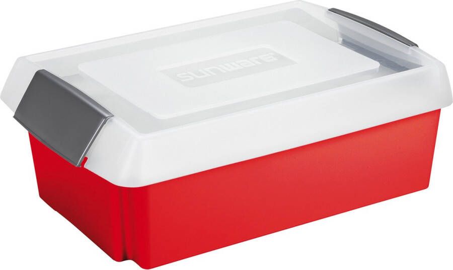 Sunware opslagbox kunststof 30 liter rood 59 x 39 x 17 cm met extra hoge deksel Opbergbox