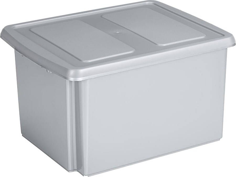 Sunware opslagbox kunststof 32 liter lichtgrijs 45 x 36 x 24 cm met deksel Opbergbox