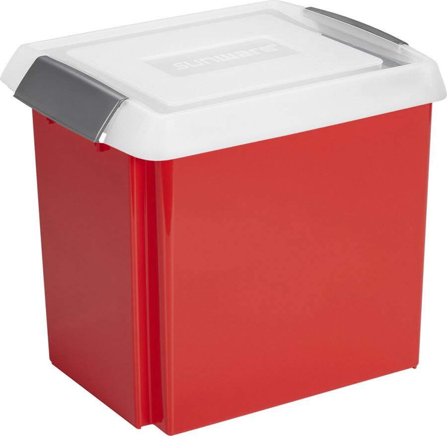 Sunware opslagbox kunststof 45 liter rood 45 x 36 x 36 cm met hoge deksel Opbergbox