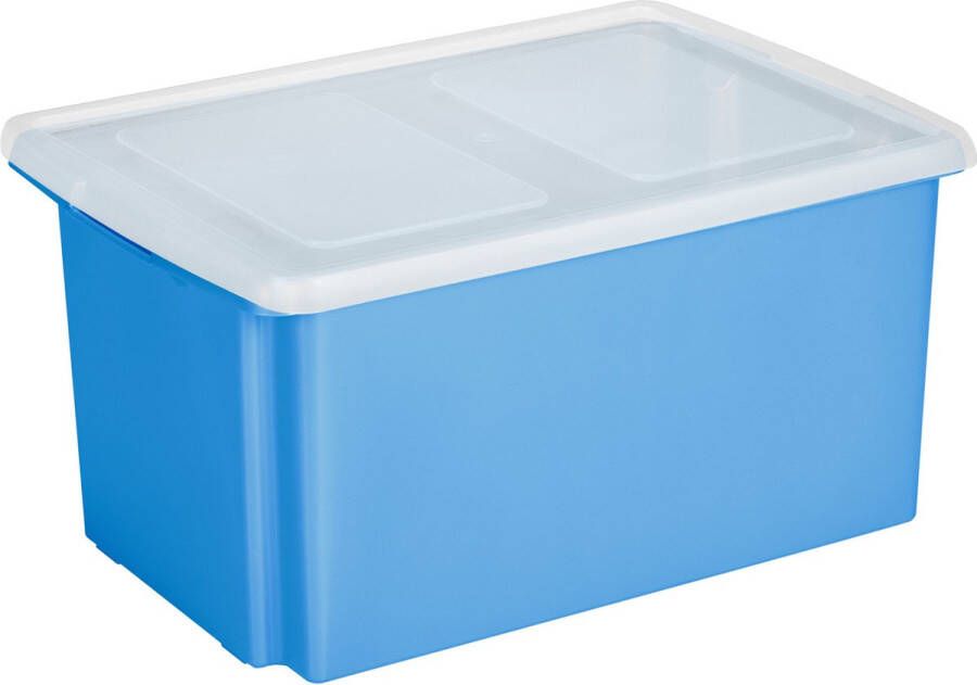 Sunware opslagbox kunststof 51 liter blauw 59 x 39 x 29 cm met deksel Opbergbox