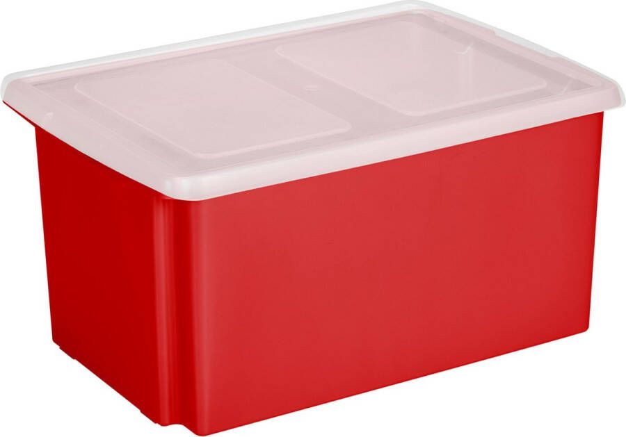 Sunware opslagbox kunststof 51 liter rood 59 x 39 x 29 cm met deksel Opbergbox