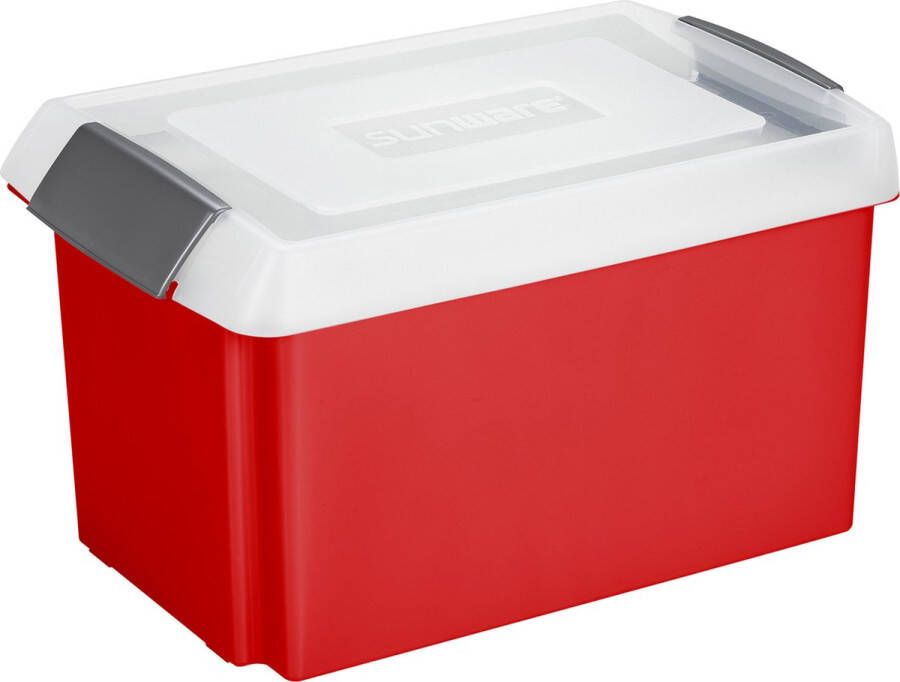 Sunware opslagbox kunststof 51 liter rood 59 x 39 x 29 cm met hoge deksel Opbergbox