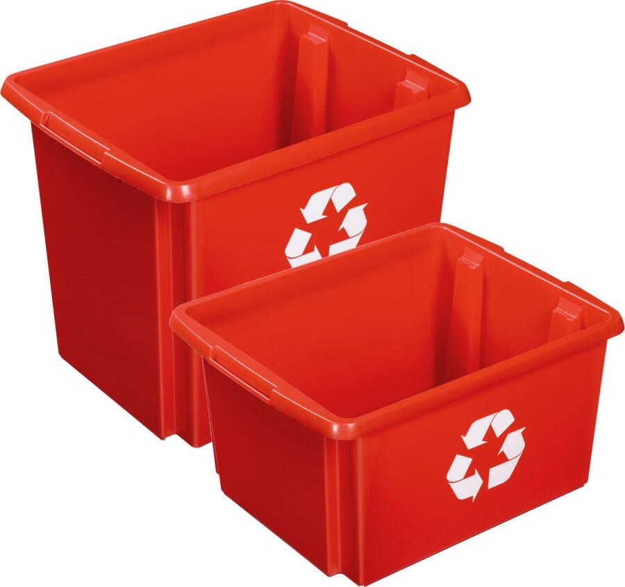 Sunware opslagboxen kunststof rood set van 4x in formaten 32 en 45 liter Opbergbox