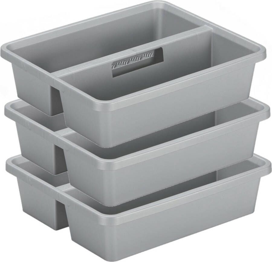 Sunware organiser 3 stuks kunststof 44 x 35 cm grijs 2 vakken