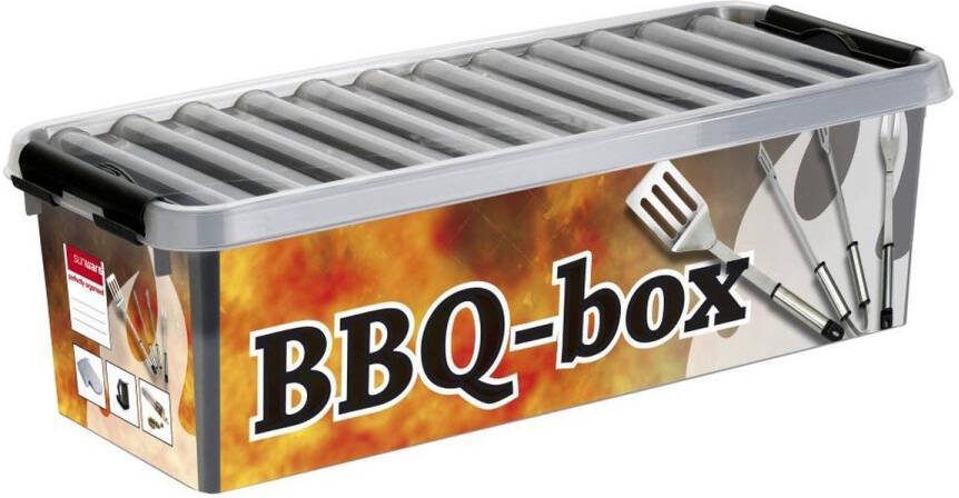 Sunware Q-line bbq box met inzet 9 5L metaal zwart 48 5 x 19 x 14 7 cm