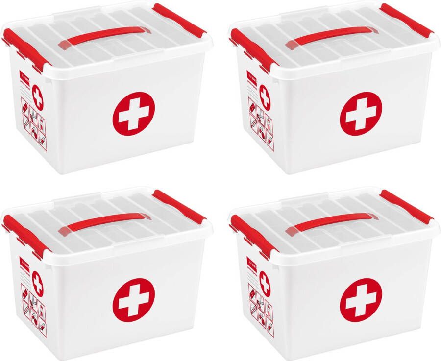 Sunware Q-line EHBO doos met inzet 22L rood Set van 4