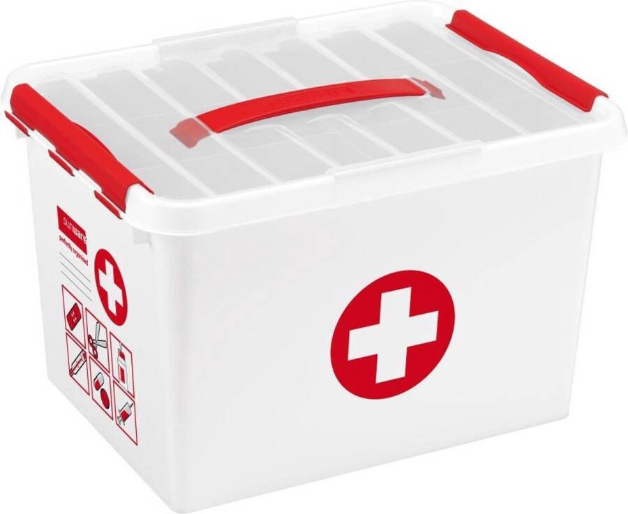 Sunware Q-line First Aid Box 22 liter met inzet wit transp rood