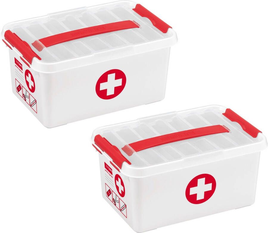 Sunware Q-line EHBO doos met inzet 6L rood Set van 2